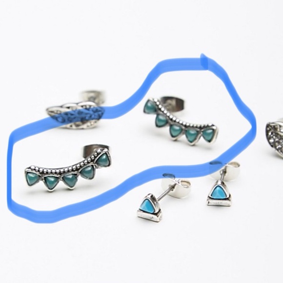 NWOT Free People Earrings bundle - White Feather Earrings Turquoise studs - Boho - Picture 4 of 10
